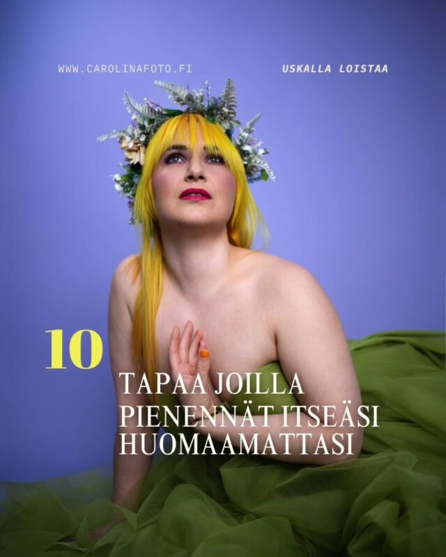 Vuosia luulin, että pienentyminen oli kypsyyttä.Vähemmän mielipiteitä. Vähemmän vaatimuksia. Vähemmän näkyvyyttä.Luulin, että helposti lähestyttävänä oleminen tarkoittaa samaa kuin rakastetuksi tuleminen.Kohtaan päivittäin naisia, jotka ovat elämän matkalla oppineet pienentymään.Selittelemme itseämme. Odotamme lupaa. Muokkaamme itseämme. Pahoittelemme sitä, että meillä on tarpeita. Pienennämme itseämme, jotta muut tuntisivat olonsa mukavaksi.Ja kun sitä tekee tarpeeksi kauan — unohtaa, miltä oma itse edes tuntuu.Totuus on, että itseluottamus ei tarkoita muuttumista.Se tarkoittaa löytää se ihminen, joka aidosti on, ennen kuin maailma opetti olemaan vähemmän.Jos jokin tässä tuntui tutulta, et ole yksin. 💎Ehkä seuraava lukusi ei ole siitä, että tulisit enemmäksi,vaan siitä, että lakkaisit olemasta vähemmän. ❤️💬 Mikä kuvista puhutteli sinua eniten?#carolinafoto #valokuvaus #itsensähyväksyminen